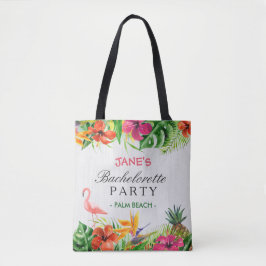 Tropische Bloemen Flamingo Bruid Bachelorette Part Tote Bag