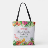 Tropische Bloemen Flamingo Bruid Bachelorette Part Tote Bag (Achterkant)