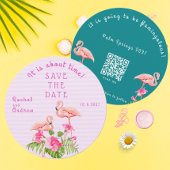 Tropische Bloemen Flamingo Vet Roze Groene Bruilof Save The Date