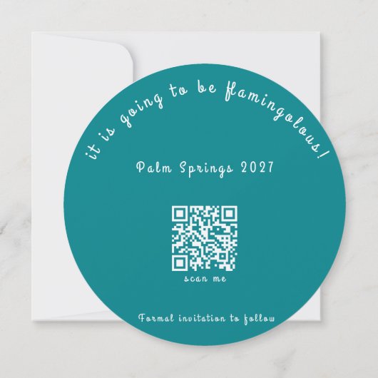 Tropische Bloemen Flamingo Vet Roze Groene Bruilof Save The Date (Achterkant)