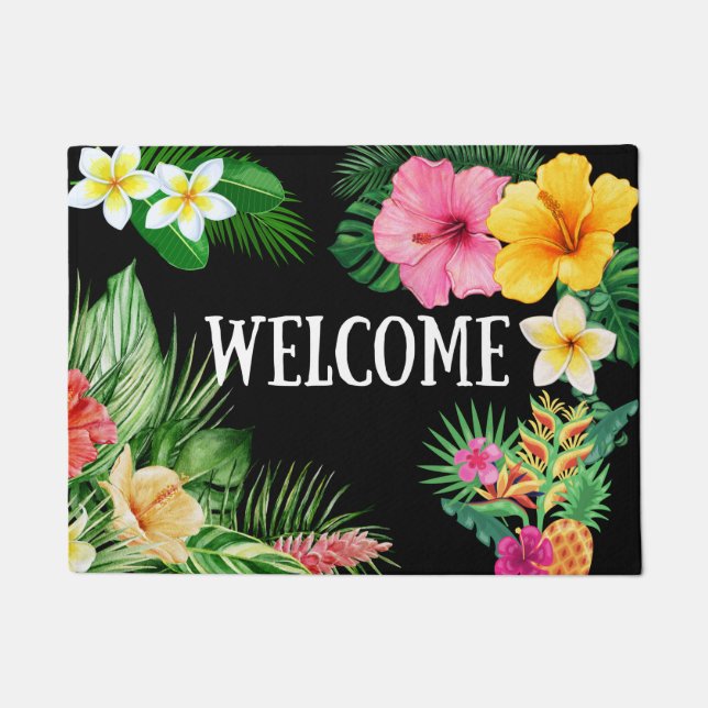 Tropische bloemen floral Welcome doormat Deurmat (Voorkant)