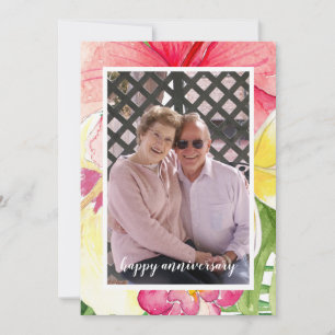Tropische Bloemen Foto 50ste Huwelijksverjaardag Kaart