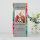 Tropische Bloemen Foto Begrafenis Digitale Eviet Kaart (Staand voorkant)