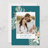 Tropische Bloemen Foto Bruiloft Dank u Bedankkaart (Voorkant)