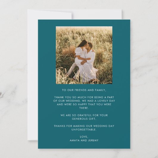 Tropische Bloemen Foto Bruiloft Dank u Bedankkaart (Achterkant)