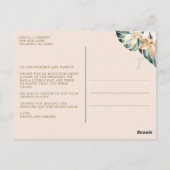 Tropische Bloemen Foto Bruiloft Dank u Briefkaart (Achterkant)