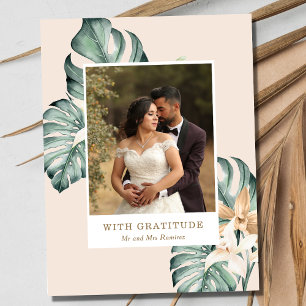 Tropische Bloemen Foto Bruiloft Dank u Briefkaart