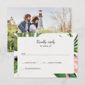 Tropische bloemen foto bruiloft RSVP (Voorkant / Achterkant)
