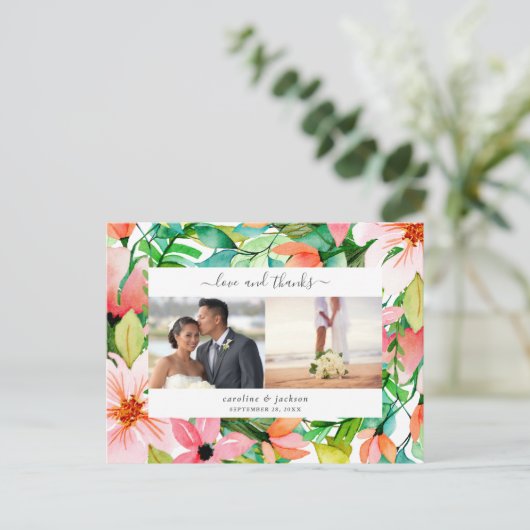 Tropische bloemen Foto Hartelijk dank Briefkaart (Staand voorkant)