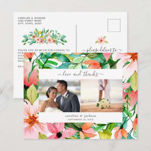 Tropische bloemen Foto Hartelijk dank Briefkaart (Voorkant / Achterkant)