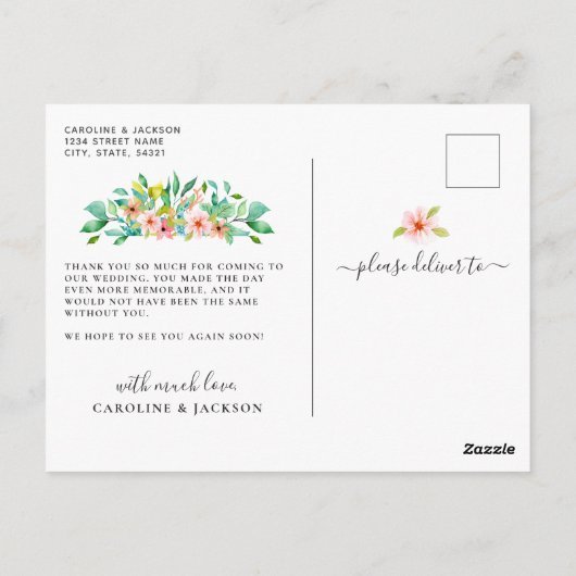 Tropische bloemen Foto Hartelijk dank Briefkaart (Achterkant)