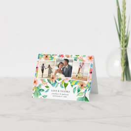 Tropische bloemen fotocollage dank u kaart