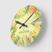 Tropische bloemen fruitgroen ronde klok (Hoek)