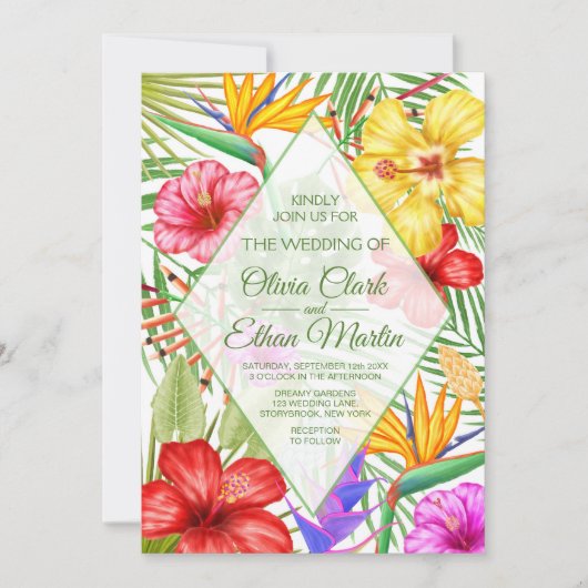 Tropische bloemen geometrisch kaart (Voorkant)