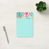 Tropische bloemen gepersonaliseerd Blauwgroen Post-it® Notes (Kantoor)
