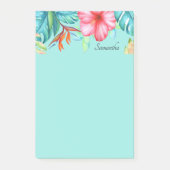 Tropische bloemen gepersonaliseerd Blauwgroen Post-it® Notes (Voorkant)