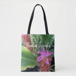 Tropische bloemen gepersonaliseerd tote bag