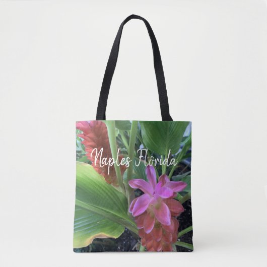 Tropische bloemen gepersonaliseerd tote bag (Voorkant)