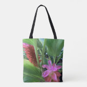 Tropische bloemen gepersonaliseerd tote bag (Achterkant)