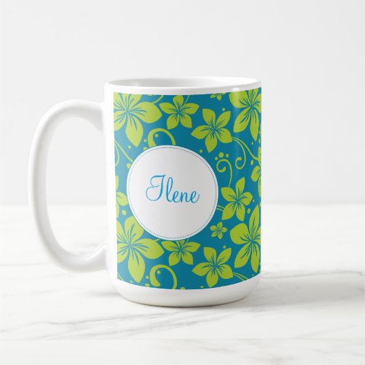 Tropische bloemen gepersonaliseerde mok (Links)