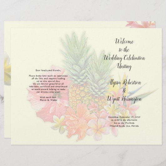 Tropische bloemen Gevouwen anananassieweduwsprogra (Voorkant / Achterkant)