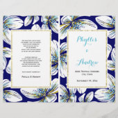 Tropische bloemen gevouwen trouwprogramma (Voorkant)