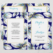 Tropische bloemen gevouwen trouwprogramma (Voorkant / Achterkant)