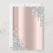 Tropische Bloemen Glitter Druppels Roze Goud 60e Kaart (Achterkant)