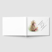 Tropische Bloemen Gouden Ananas Bruiloft Gastenboek (Volledig)