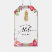 Tropische Bloemen Gouden Ananas Chic MAHALO ALOHA Cadeaulabel (Achterkant)