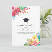 Tropische Bloemen Graduation Party Kaart (Staand voorkant)