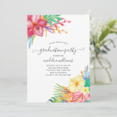 Tropische Bloemen Graduation Party Kaart (Staand voorkant)