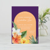 Tropische Bloemen Graduation Party Kaart (Staand voorkant)