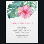 Tropische Bloemen Grand Opening Flyers<br><div class="desc">Kondig uw grootse heropening aan of we zijn open evenement in stijl met deze elegante flyers! Met prachtige waterverf roze hibiscusbloemen en weelderige monstera palmbladeren, zijn deze flyers ideaal voor een spa, schoonheidssalon of elk bedrijf dat een verbluffende eerste indruk wil maken. Pas de velden voor sjabloon aan met uw...</div>