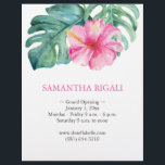 Tropische Bloemen Grand Opening Flyers<br><div class="desc">Kondig uw grootse heropening aan of we zijn open evenement in stijl met deze elegante flyers! Met prachtige waterverf roze hibiscusbloemen en weelderige monstera palmbladeren, zijn deze flyers ideaal voor een spa, schoonheidssalon of elk bedrijf dat een verbluffende eerste indruk wil maken. Pas de velden voor sjabloon aan met uw...</div>