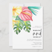 Tropische bloemen Greenery Wedding Uitnodiging (Voorkant)