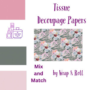 Tropische bloemen grijs, roze, wit tissuepapier
