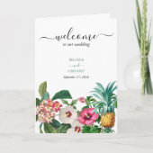 Tropische Bloemen Groen Bruiloft Orde van Service Programma (Voorkant)