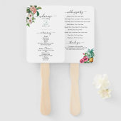 Tropische bloemen & groen bruiloft programma handwaaier (Voorkant en achterkant)