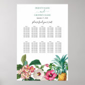 Tropische Bloemen & Groen Bruiloft Zitkaarten Poster (Voorkant)