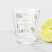 Tropische Bloemen Groene Bachelorette Party Shot Glas (Achterkant)