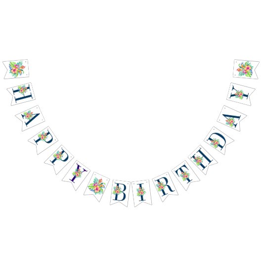 Tropische bloemen Happy Birthday Banner (Alle)