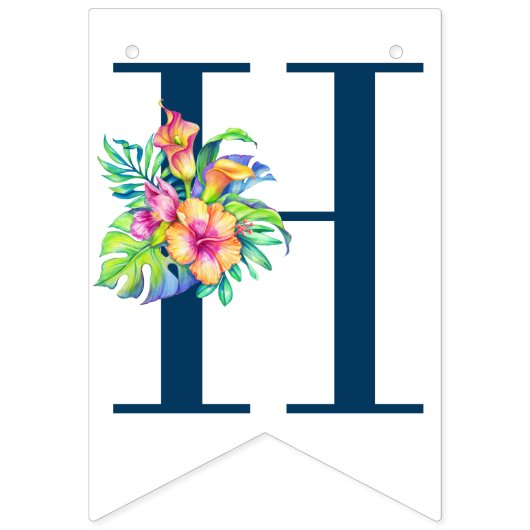 Tropische bloemen Happy Birthday Banner (Tweede vlag)