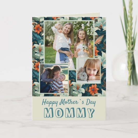 Tropische bloemen Happy Mother's Day 3 Foto Kaart (Voorkant)