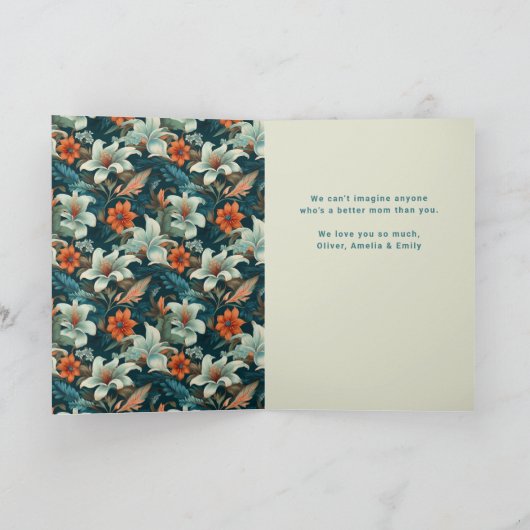 Tropische bloemen Happy Mother's Day 3 Foto Kaart (Binnen)