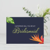 Tropische Bloemen Hart Wil je mijn bruid zijn? Kaart (Staand voorkant)