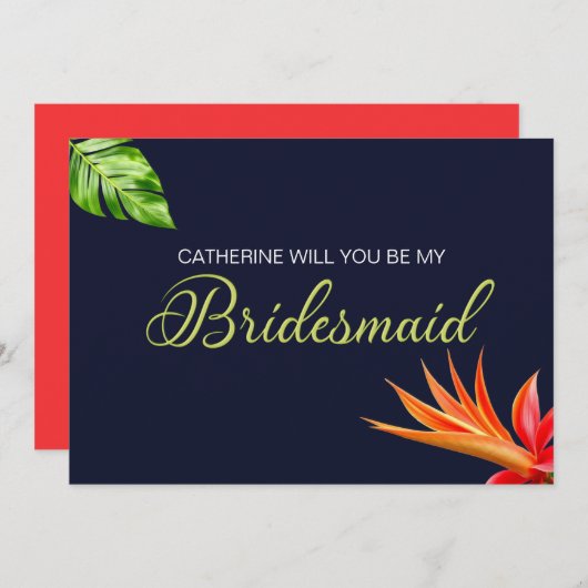 Tropische Bloemen Hart Wil je mijn bruid zijn? Kaart (Voorkant / Achterkant)