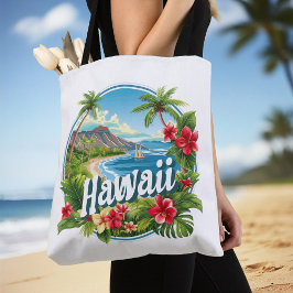 Tropische bloemen Hawaii Beach Mountains Travel Ar Tote Bag