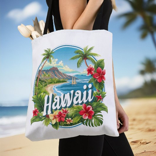 Tropische bloemen Hawaii Beach Mountains Travel Ar Tote Bag