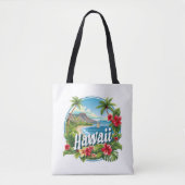 Tropische bloemen Hawaii Beach Mountains Travel Ar Tote Bag (Voorkant)